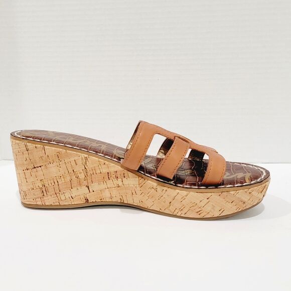 Sam Edelman Rolita Wedge Sandals Women's Size 10 M Brown Slip On Heels Strappy - Picture 8 of 11